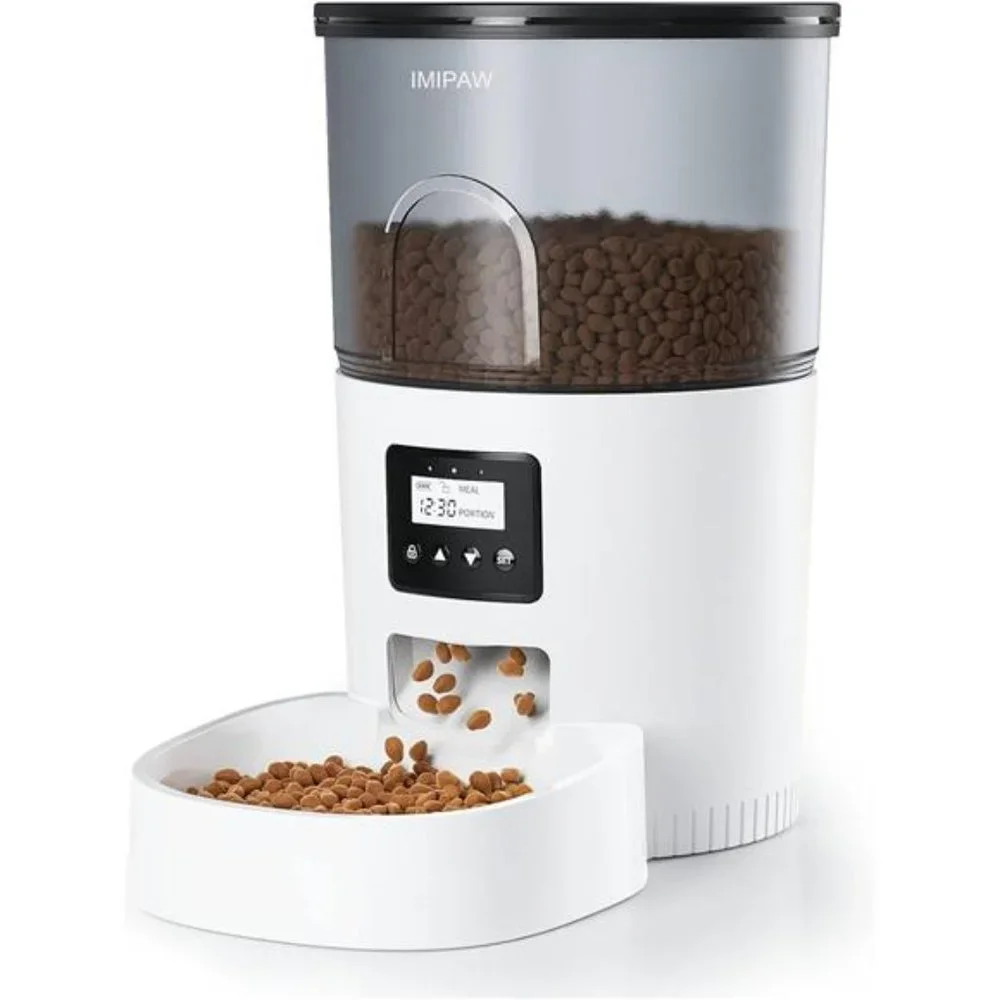 Automatic Cat Feeders, 3L Timed Cat Dry Food Dispenser with Clog-Free Design